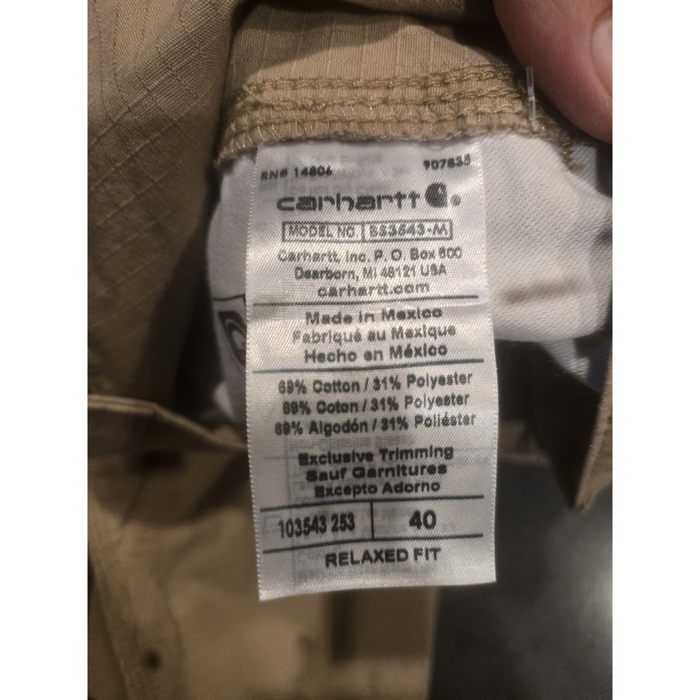 Carhartt Force Relaxed Fit Ripstop Cargo Work Shorts Mens 40 Khaki BS3543-M - Picture 6 of 7